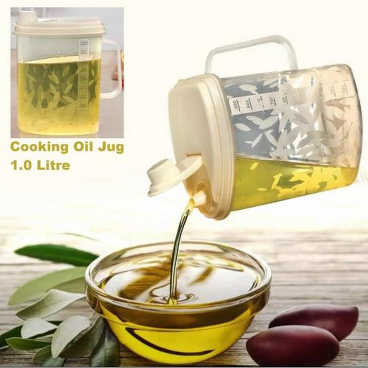 1-LITRE KITCHEN PLASTIC OIL JUG